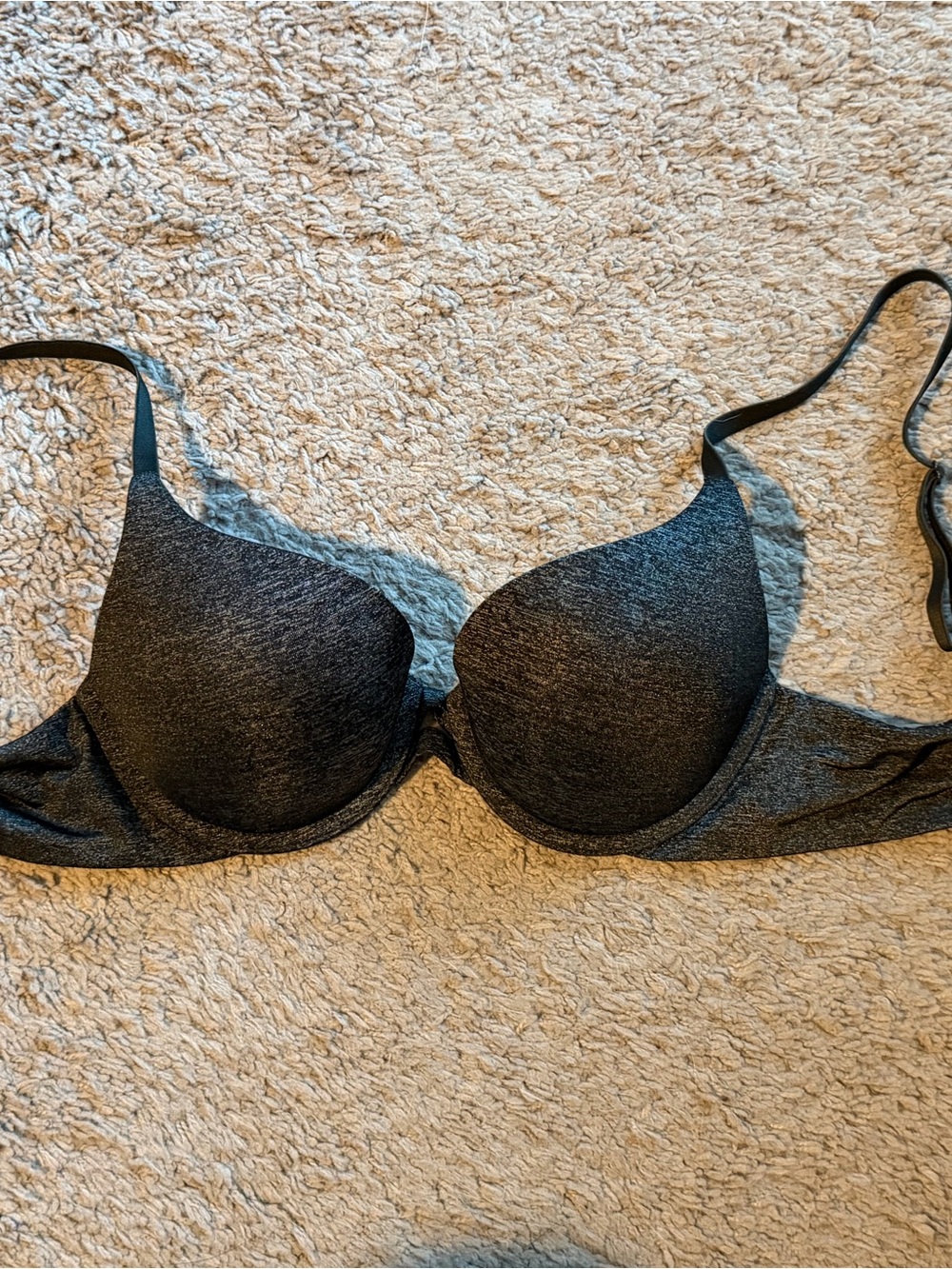 Victoria's Secret Black T-Shirt Bra with Light Heather Texture